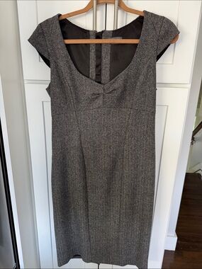 Armani Exchange Gray Herringbone Midi Sheath Dress